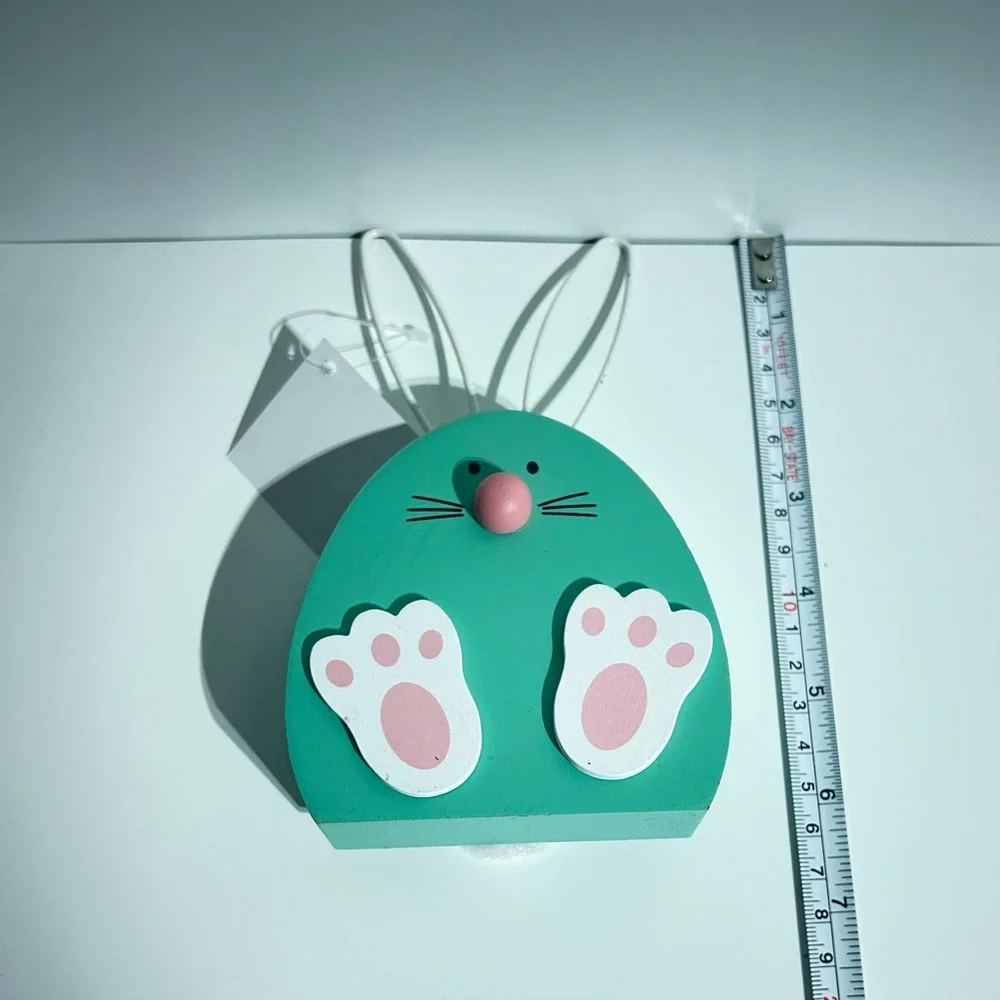 Easter Bunny Feet Wood Metal Ears Pastel Blue Pink Green Set 3 Fairycore NEW